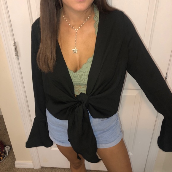 Nasty Gal Tops - black tie top